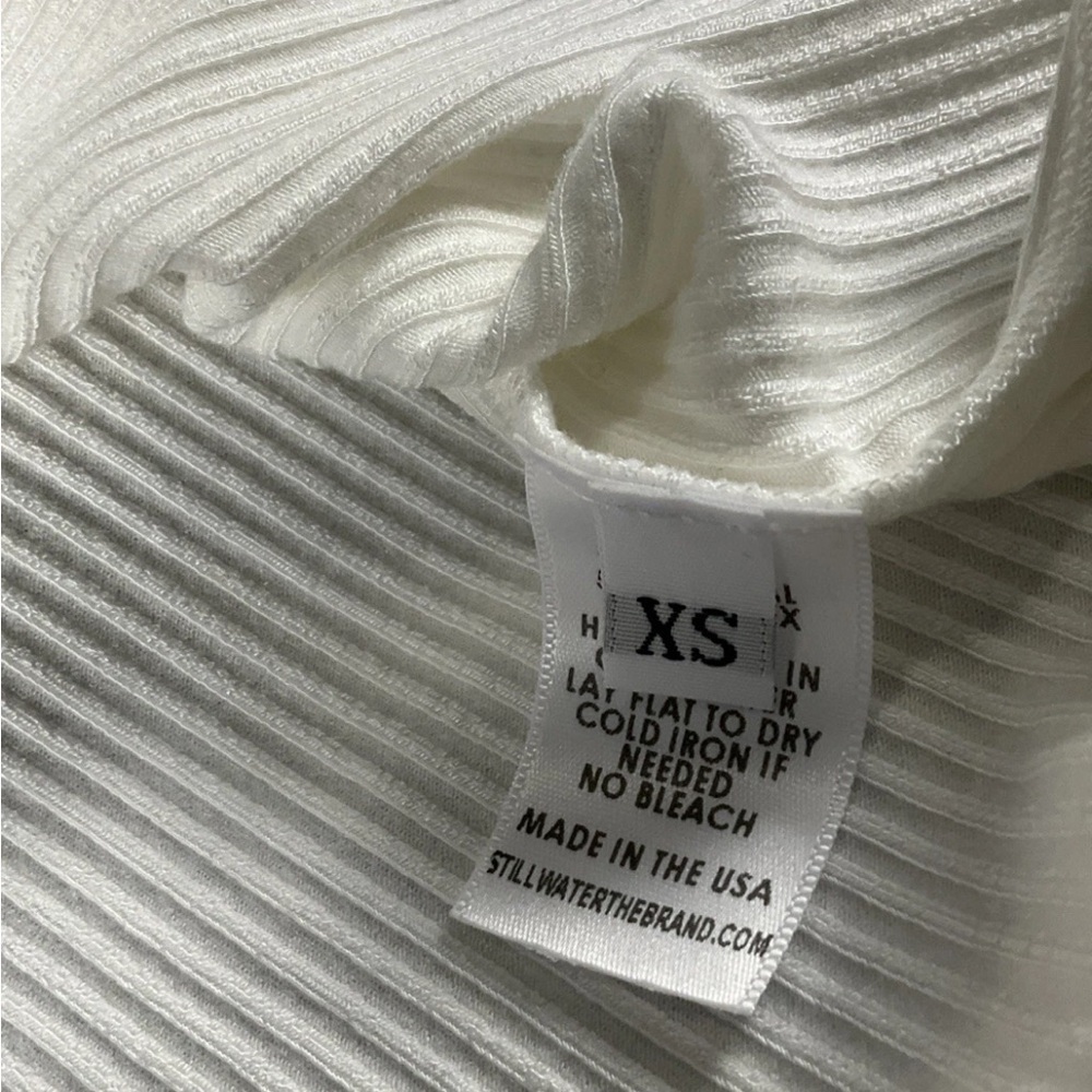 STILLWATER Women’s XS Ivory Ribbed Midi Dress Side Slit LS‎ NWT - Picture 5 of 12